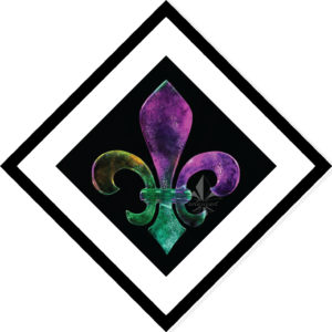 float frame simulation of the Mardi Gras distressed fleur de lis ice sculpture diamond print