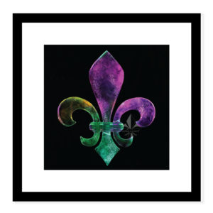 float frame simulation of the Mardi Gras distressed fleur de lis ice sculpture square print