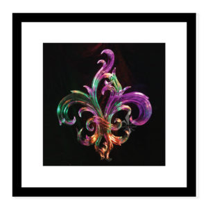 float frame simulation of the Mardi Gras lit organic fleur de lis ice art