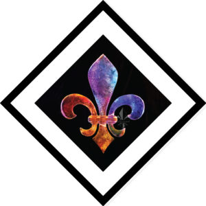 float frame simulation of the multi-hued distressed fleur de lis ice sculpture diamond print