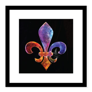 float frame simulation of the multi-hued distressed fleur de lis ice sculpture square print